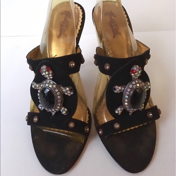 Hale Bob High Heel Sandals w/Rhine Stones Turtle - Picture 5 of 8